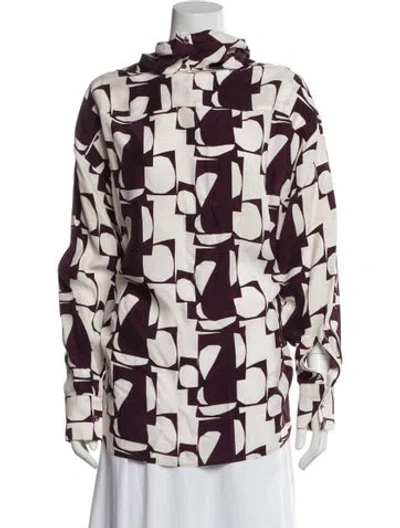 Pre-owned Marimekko Patterned Long Sleeve Blouse In Purple