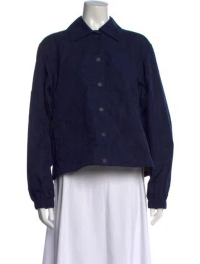 Pre-owned Marimekko Patterned Long Sleeve Button-up Top In Blue