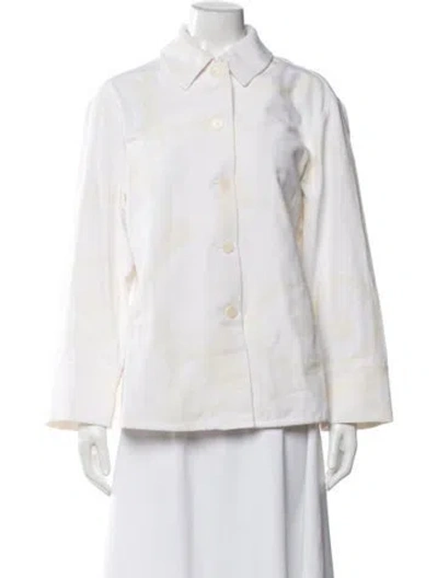 Pre-owned Marimekko Patterned Long Sleeve Button-up Top W/ Tags In White