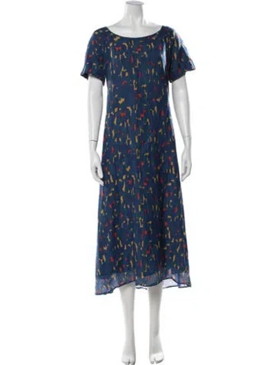 Pre-owned Marimekko Patterned Midi Length Dress In Blue