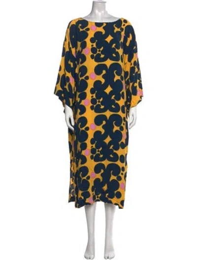 Pre-owned Marimekko Patterned Midi Length Dress In Blue