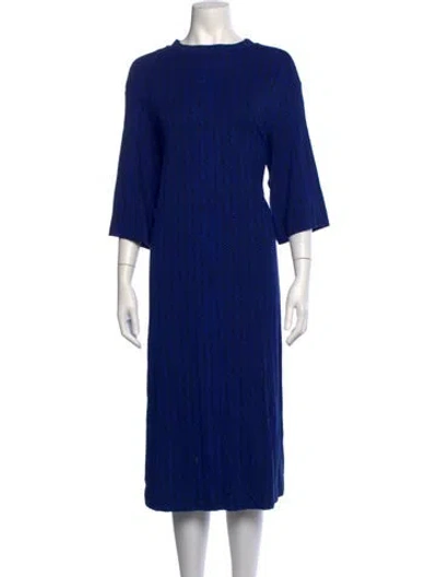Pre-owned Marimekko Patterned Midi Length Dress In Blue