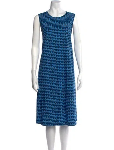 Pre-owned Marimekko Patterned Midi Length Dress In Blue