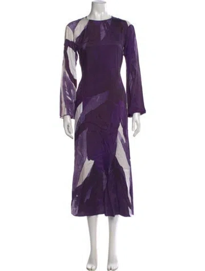 Pre-owned Marimekko Patterned Midi Length Dress W/ Tags In Purple