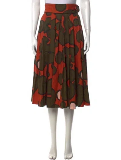 Pre-owned Marimekko Patterned Midi Length Skirt In Multicolor