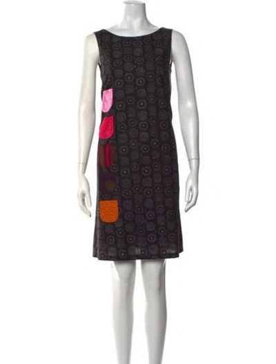 Pre-owned Marimekko Patterned Mini Dress In Black