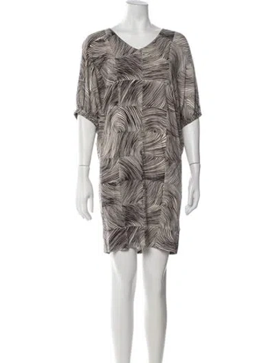 Pre-owned Marimekko Patterned Mini Dress In Neutrals