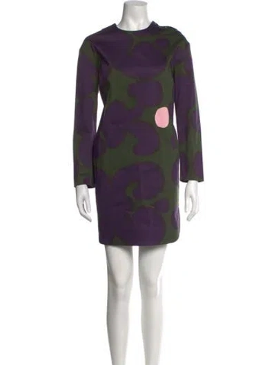 Pre-owned Marimekko Patterned Mini Dress In Purple
