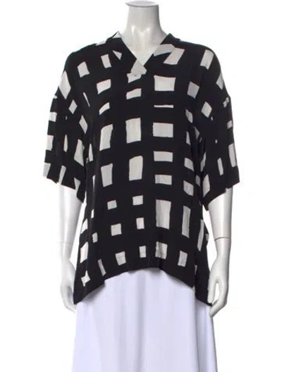 Pre-owned Marimekko Patterned V-neck Top In Black
