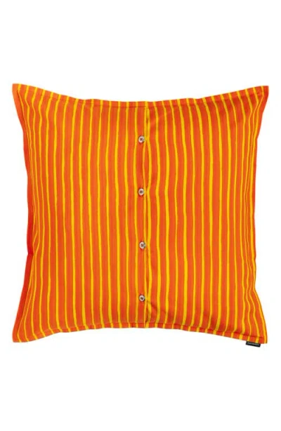 Marimekko Piccolo Stripe Cotton Pillow Cover In Orange