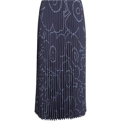 Marimekko Pii Piirto Unikko Pleated Midi Skirt In Blue