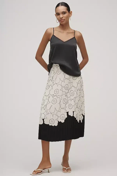 Marimekko Piiru Piirto Unikko Plissé Midi Skirt In Black