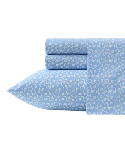 Marimekko Pikkuinen Unikko 200-thread Count Cotton Percale 4-pc. Sheet Set, King In Blue