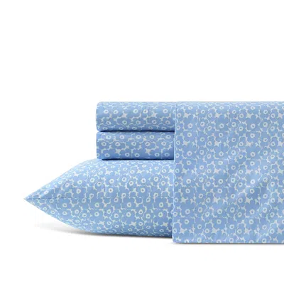 Marimekko Pikkuinen Unikko Cotton Percale 4 Piece Sheet Set, King In Blue