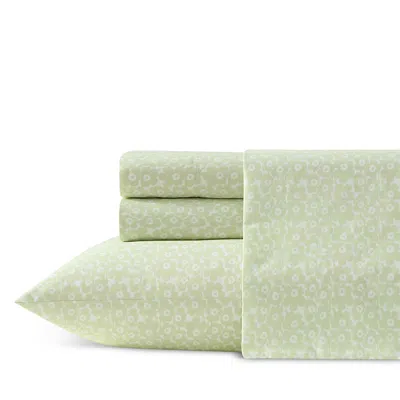 Marimekko Pikkuinen Unikko Cotton Percale 4 Piece Sheet Set, Queen In Green