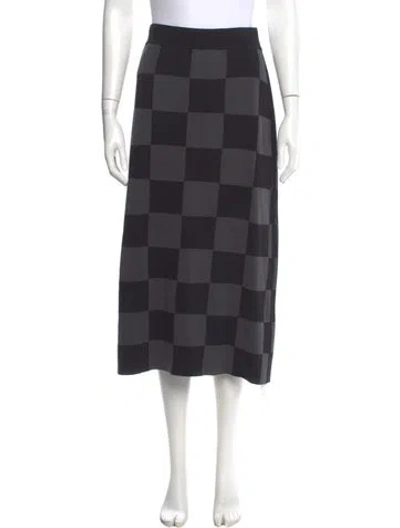Pre-owned Marimekko Plaid Print Midi Length Skirt In Gray