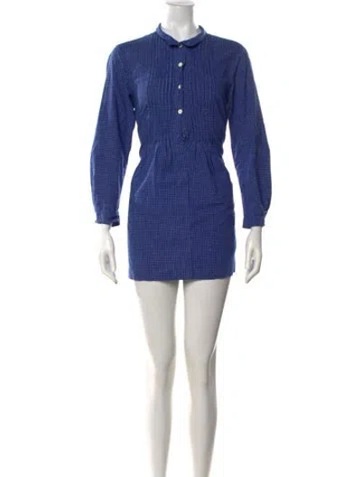 Pre-owned Marimekko Plaid Print Mini Dress In Blue