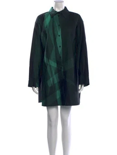 Pre-owned Marimekko Plaid Print Mini Dress In Green