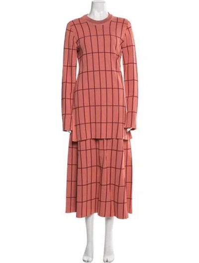 Pre-owned Marimekko Plaid Print Skirt Set In Pink