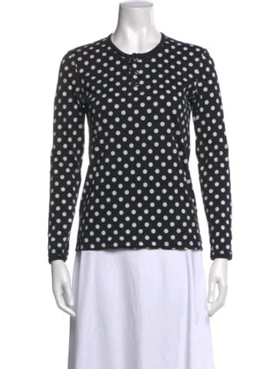 Pre-owned Marimekko Polka Dot Print Crew Neck Top In Black