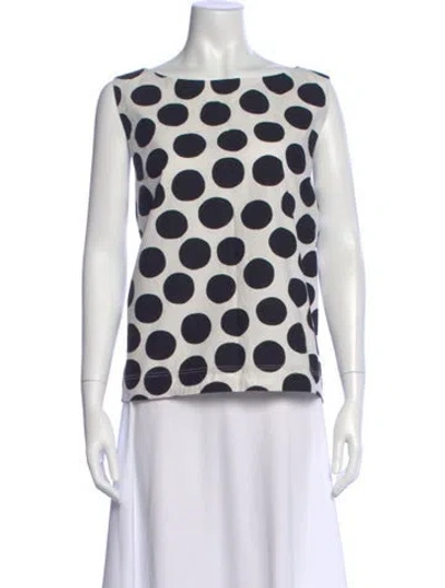 Pre-owned Marimekko Polka Dot Print Crew Neck Top In Blue