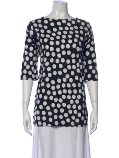 Pre-owned Marimekko Polka Dot Print Crew Neck Top In Blue