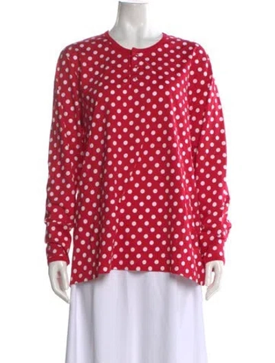 Pre-owned Marimekko Polka Dot Print Crew Neck Top In Pink