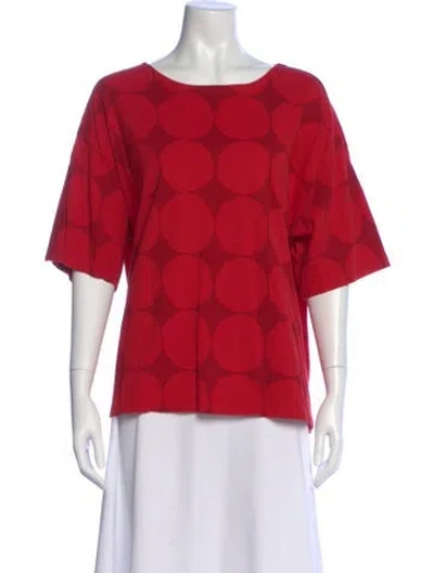 Pre-owned Marimekko Polka Dot Print Crew Neck Top In Red