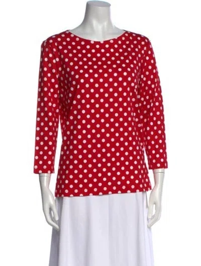 Pre-owned Marimekko Polka Dot Print Crew Neck Top In Red