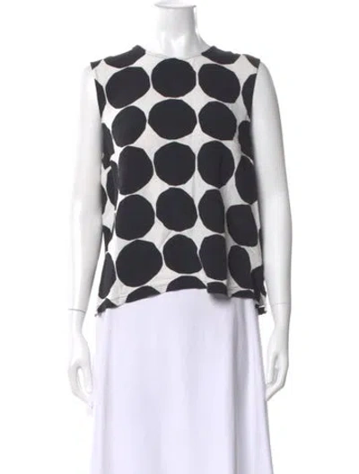Pre-owned Marimekko Polka Dot Print Crew Neck Top In White