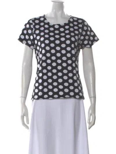 Pre-owned Marimekko Polka Dot Print Crew Neck T-shirt In Black