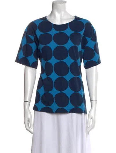Pre-owned Marimekko Polka Dot Print Crew Neck T-shirt In Blue