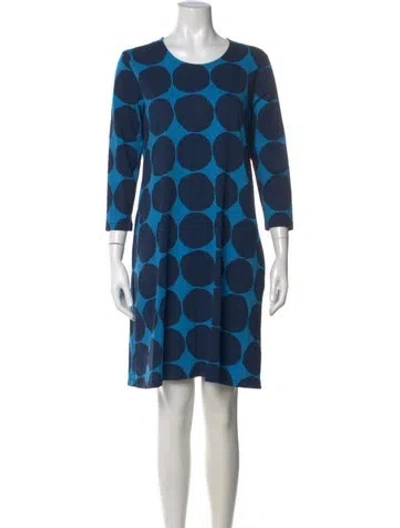 Pre-owned Marimekko Polka Dot Print Knee-length Dress In Blue