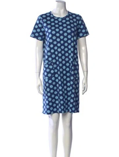 Pre-owned Marimekko Polka Dot Print Knee-length Dress In Blue