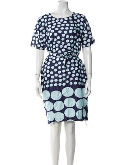 Pre-owned Marimekko Polka Dot Print Knee-length Dress In Blue