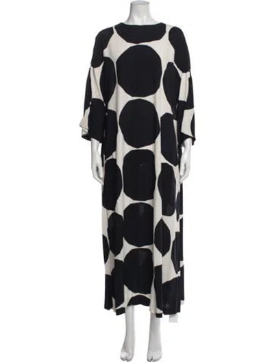 Pre-owned Marimekko Polka Dot Print Long Dress In Blue