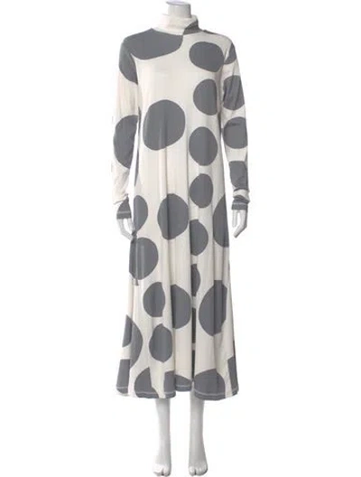 Pre-owned Marimekko Polka Dot Print Long Dress W/ Tags In Gray