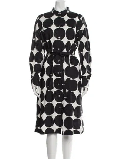 Pre-owned Marimekko Polka Dot Print Midi Length Dress In Black