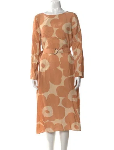Pre-owned Marimekko Polka Dot Print Midi Length Dress In Neutral
