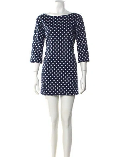 Pre-owned Marimekko Polka Dot Print Mini Dress In Blue