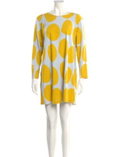 Pre-owned Marimekko Polka Dot Print Mini Dress In Yellow