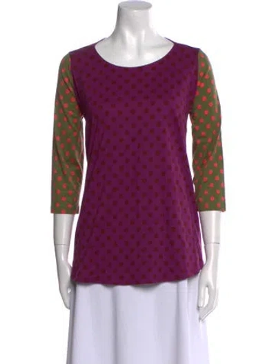 Pre-owned Marimekko Polka Dot Print Scoop Neck T-shirt In Purple