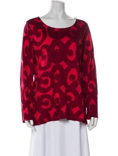 Pre-owned Marimekko Printed Bateau Neckline Blouse In Red