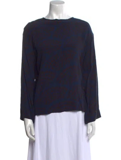 Pre-owned Marimekko Printed Bateau Neckline Sweatshirt In Blue
