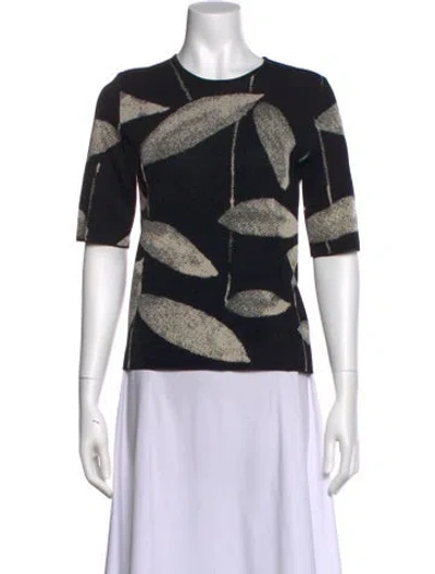 Pre-owned Marimekko Printed Crew Neck Top In Black