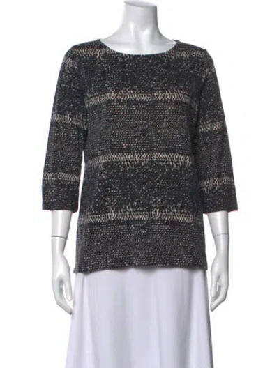 Pre-owned Marimekko Printed Crew Neck Top In Black