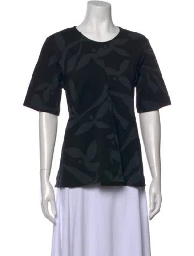 Pre-owned Marimekko Printed Crew Neck Top In Black