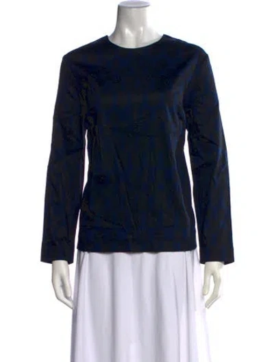 Pre-owned Marimekko Printed Crew Neck Top In Black/blue