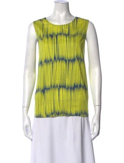 Pre-owned Marimekko Printed Crew Neck Top In Green