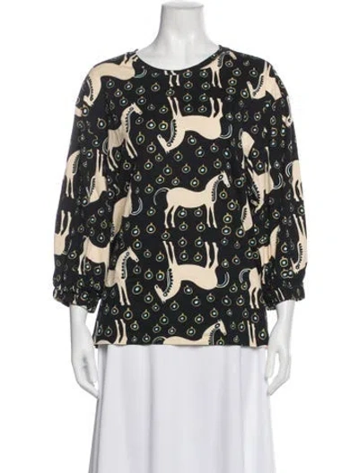 Pre-owned Marimekko Printed Crew Neck Top In Multi